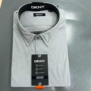 NEW DKNY Men's XXL Long Sleeve Button Down Sport Shirt  Machine Gray